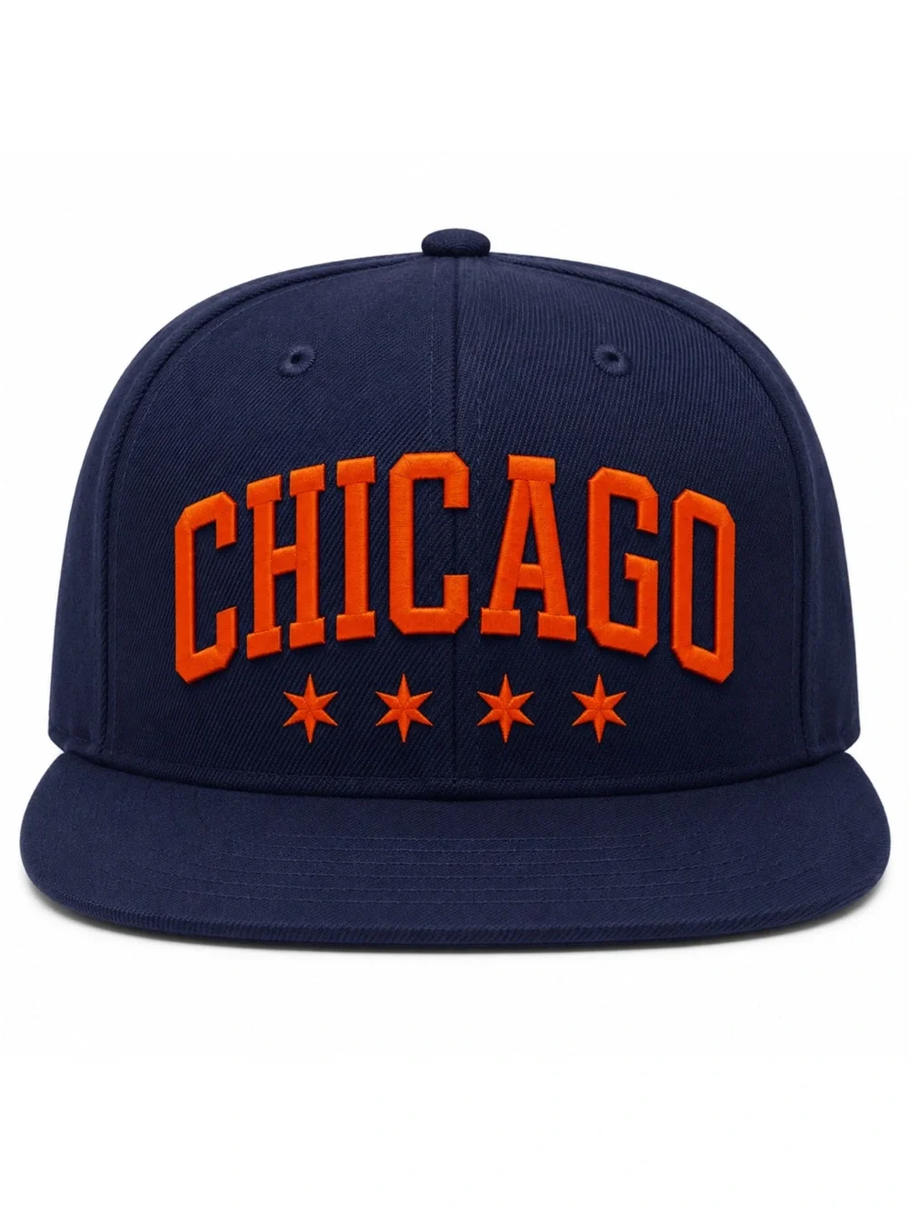❤️‍🔥 Chicago Navy Orange Snapback Hat Streetwear Flat Bill Embroidered w/ Stars